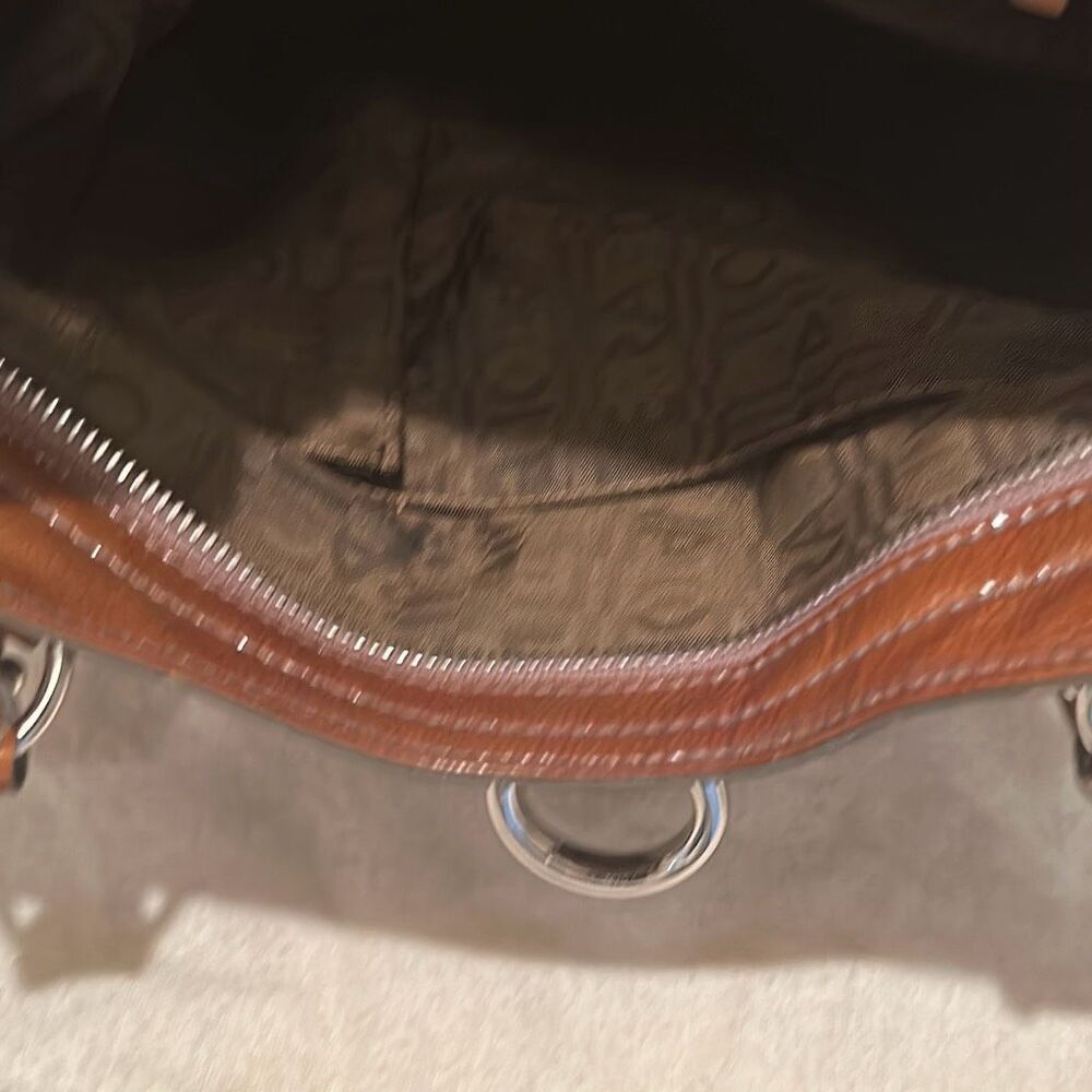 Vintage Salvatore Ferragamo Womens Marisa Colorblock Brown Leather Shoulder Bag - Picture 10 of 14
